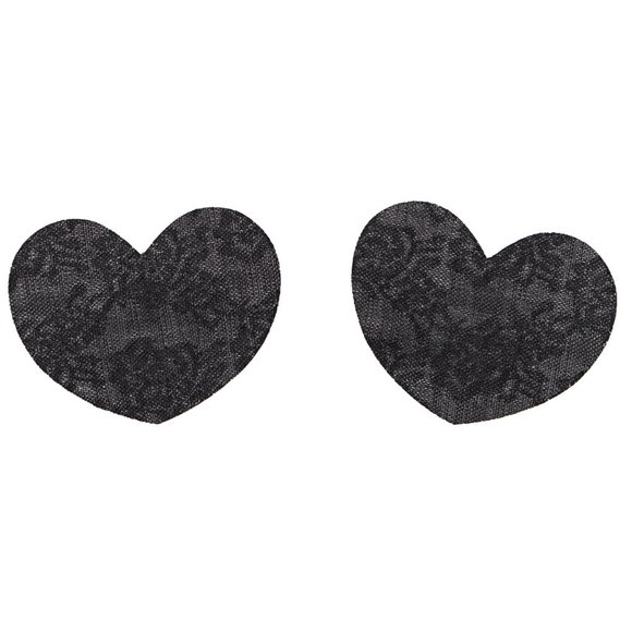 Heart Shaped Pasties Nipple Covers Self Adhesive 3 Pair Black - Picture 3 of 5